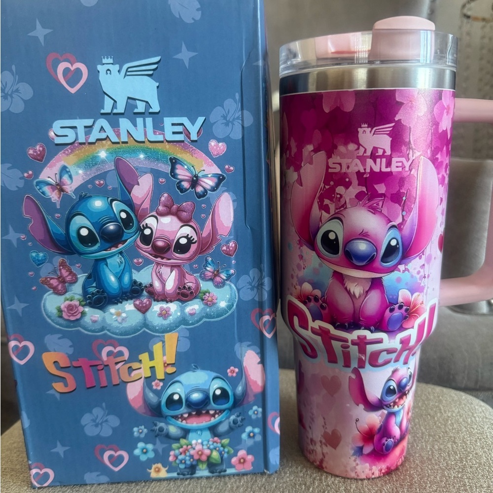 Stanley Stitch Hot Pink and Blue 40oz Tumbler. New.